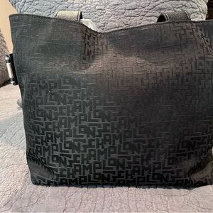 Longchamp Signature Jacquard and Leather Bag - Black